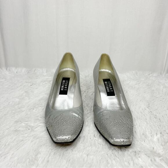 STUART WEITZMAN / vintage metallic silver jewel embellished pump heels / 6.5 - Picture 5 of 11